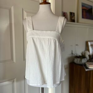 Joie White Square Neck Sleeveless Blouse